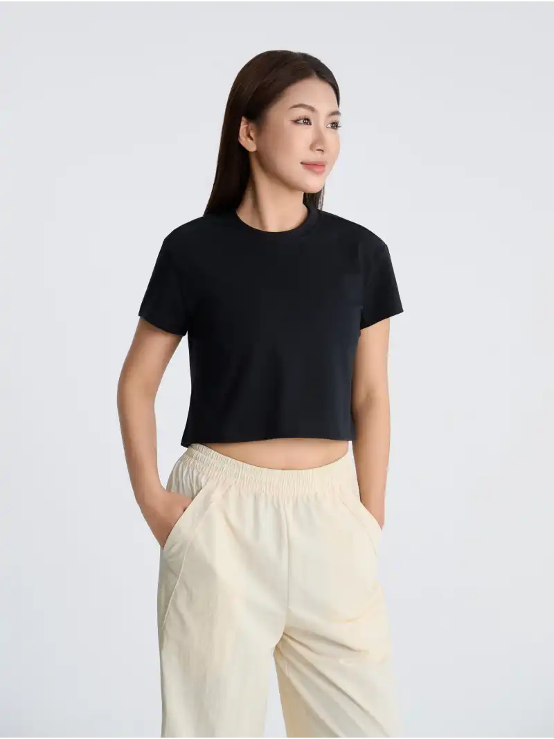 Áo Croptop Nữ Cotton Poly Kiểu Dáng Ngắn Thời Trang