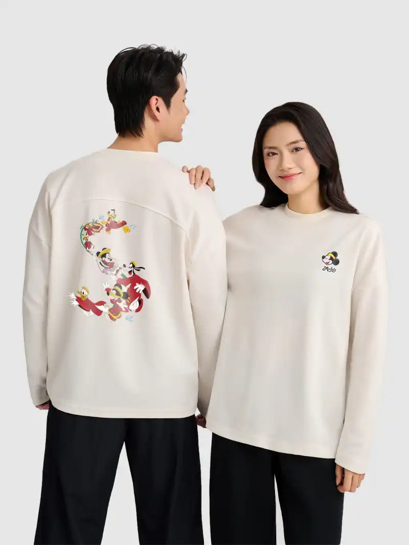 Áo Dài Tay Relax Mickey Tết 100% Cotton Unisex Cá Tính
