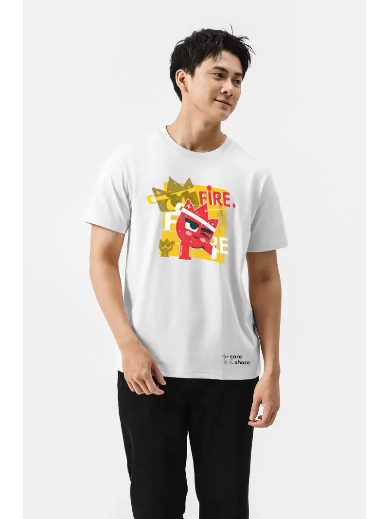 Áo Thun In 220gsm 100% Cotton C&S x TVUM Fire Đỏ Oversize