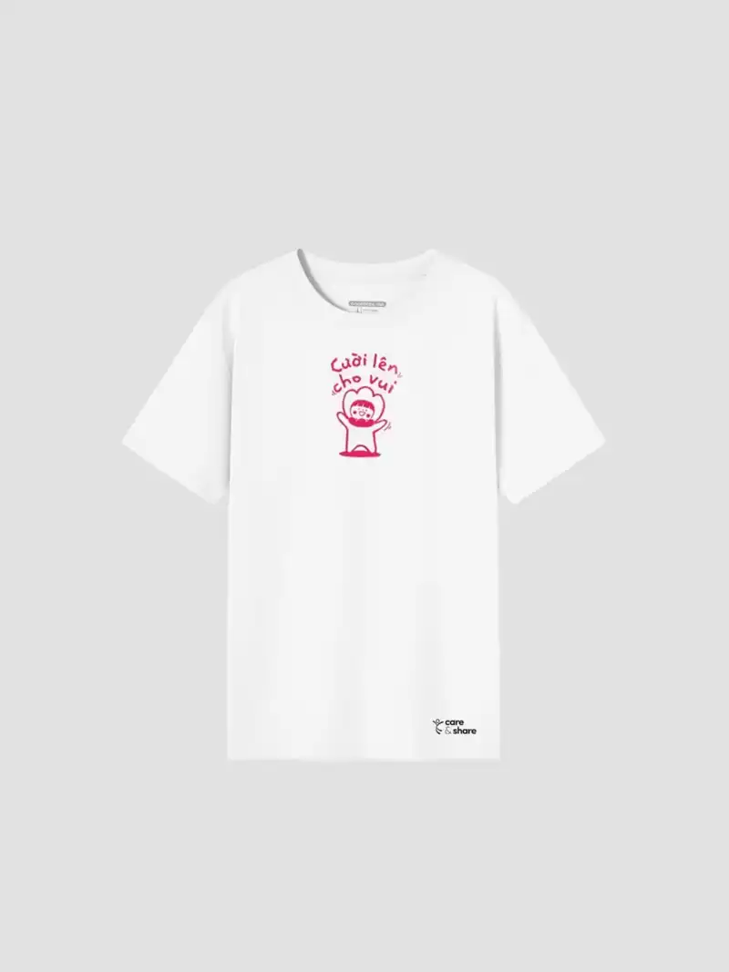 Áo Thun Care & Share In Hình Cười Lên Cho Vui 100% Cotton