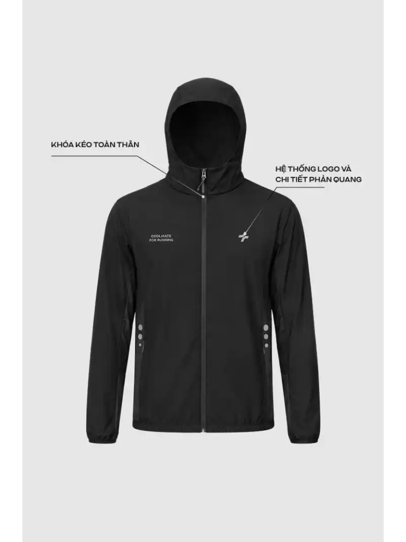 Áo Khoác Chạy Bộ Nam 360 Reflective Nylon Ripstop Cản Gió