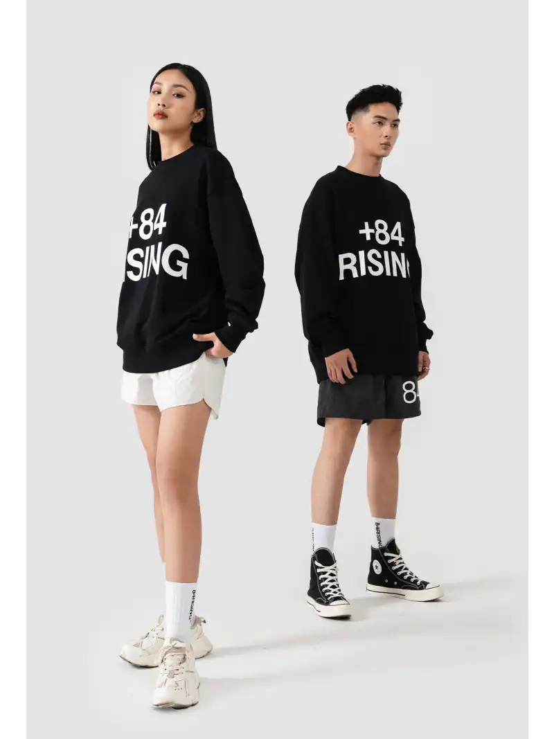 Áo Nỉ Oversize Logo 84Rising Dày Dặn Phong Cách Thu Đông