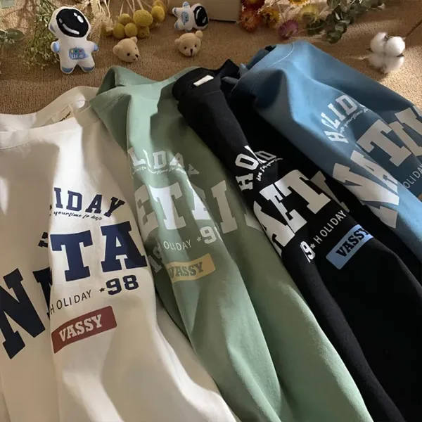 Áo Phông Form Rộng HOLIDAY NAETAIY Áo Thun Tay Lỡ Nam Nữ Form Rộng Unisex Cotton 100% In Chữ