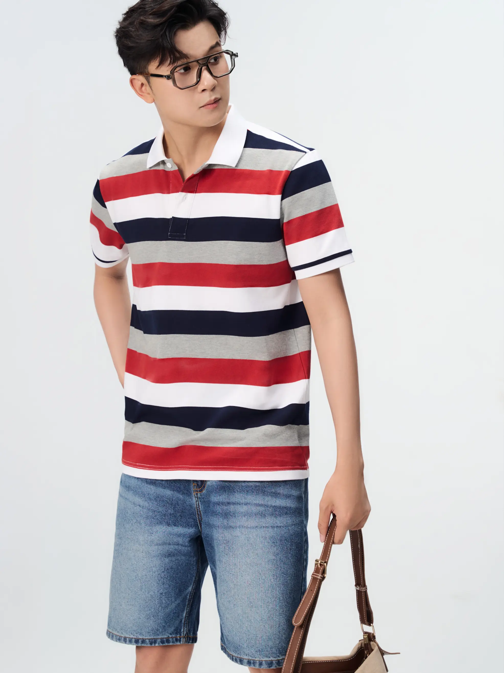 Áo Polo Nam Ngắn Tay Regular Kẻ To Thanh Lịch Gọn Gàng
