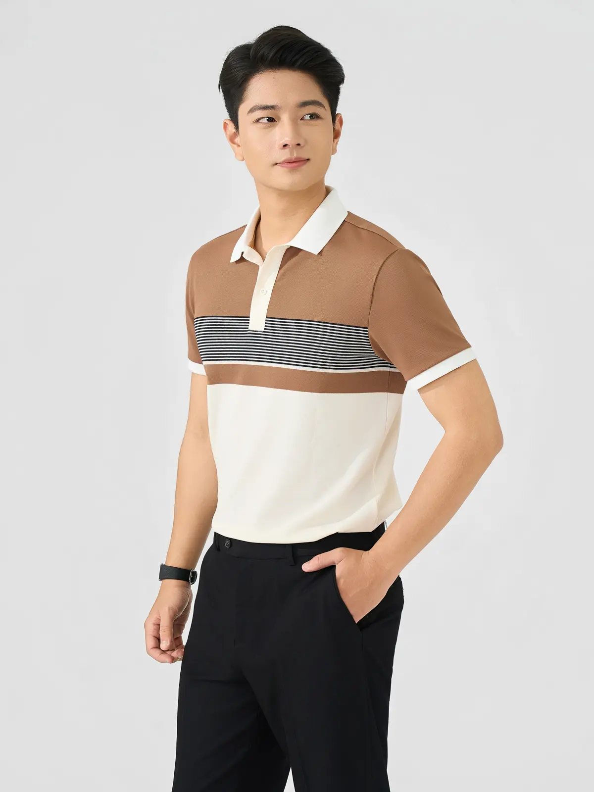 Áo Polo Nam Pha Phối Kẻ