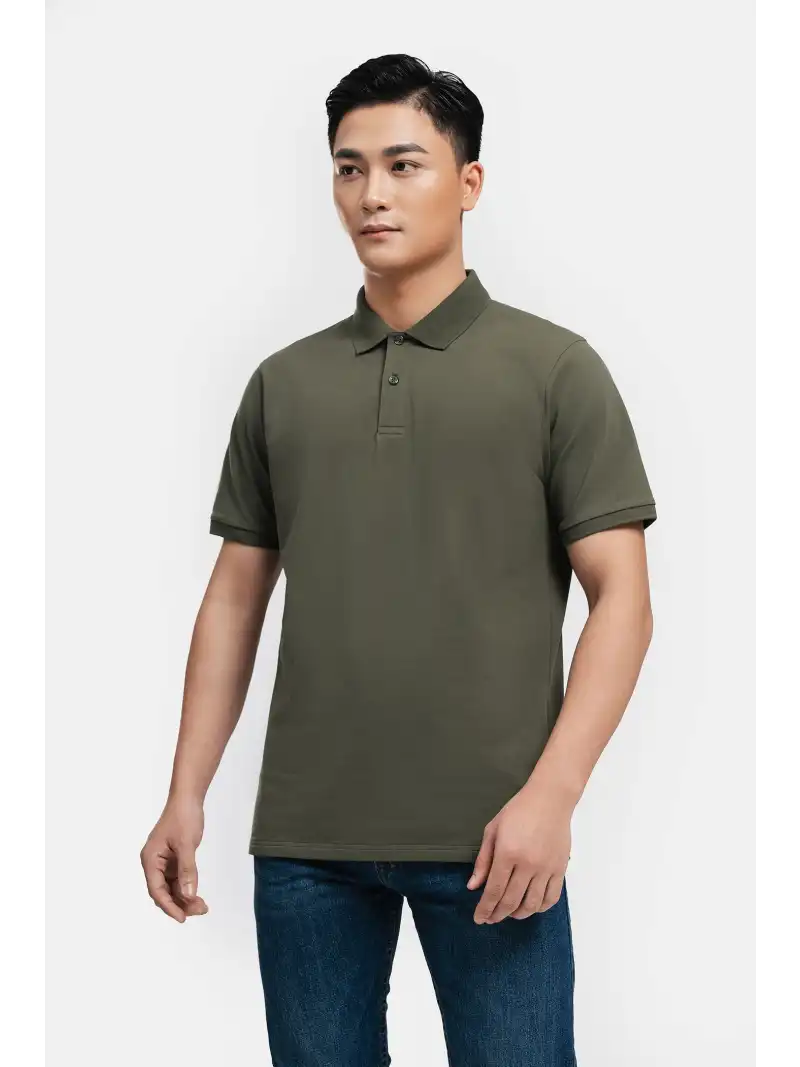 Áo Polo Nam Pique Cotton USA Thấm Hút Tối Đa, Thoáng Mát Trơn