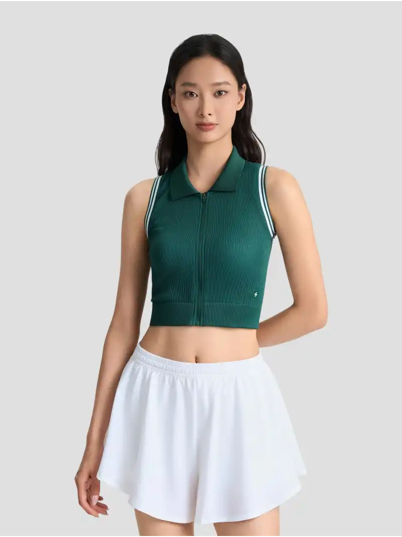 Áo Polo Thể Thao Nữ Seamless Ôm Gọn Co Giãn Khóa Kéo