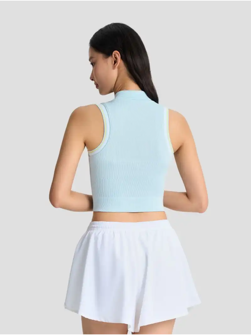 Áo Polo Thể Thao Nữ Seamless Ôm Gọn Co Giãn Khóa Kéo