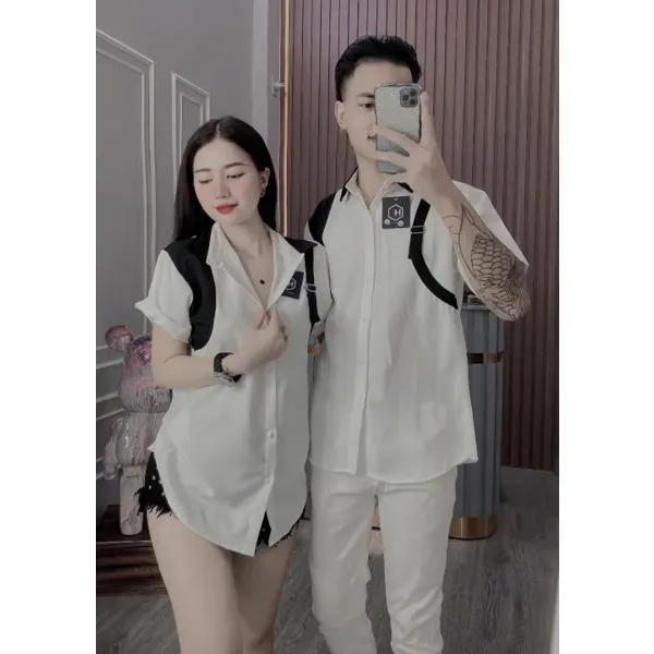 Áo sơ mi nam boy phố ngắn tay  vải lụa mềm mịn phối cầu vai trẻ trung sang trọng mẫu-ATC77SHOP