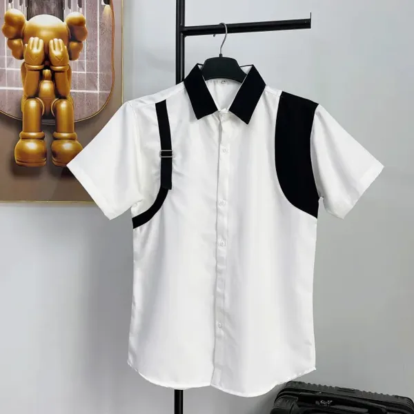 Áo sơ mi nam boy phố ngắn tay  vải lụa mềm mịn phối cầu vai trẻ trung sang trọng mẫu-ATC77SHOP