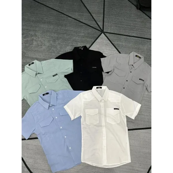 Áo sơ mi nam ngắn tay vải đũi co giãn thoáng mát form chuẩn trẻ trung sang trọng mẫu-MILIN SHOP