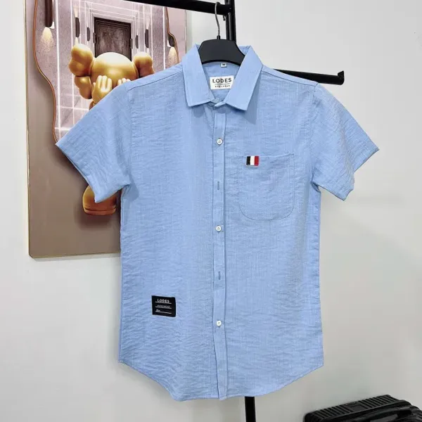 Áo sơ mi nam tay ngắn LODES viền 3 vạch túi vải đũi siêu mền mịn, mẫu mới hottrend - MY LINH CLOTHING