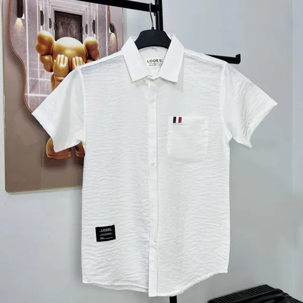 Áo sơ mi nam tay ngắn LODES viền 3 vạch túi vải đũi siêu mền mịn, mẫu mới hottrend - MY LINH CLOTHING