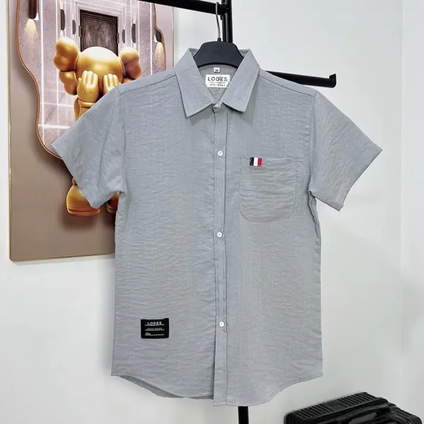 Áo sơ mi nam tay ngắn LODES viền 3 vạch túi vải đũi siêu mền mịn, mẫu mới hottrend - MY LINH CLOTHING