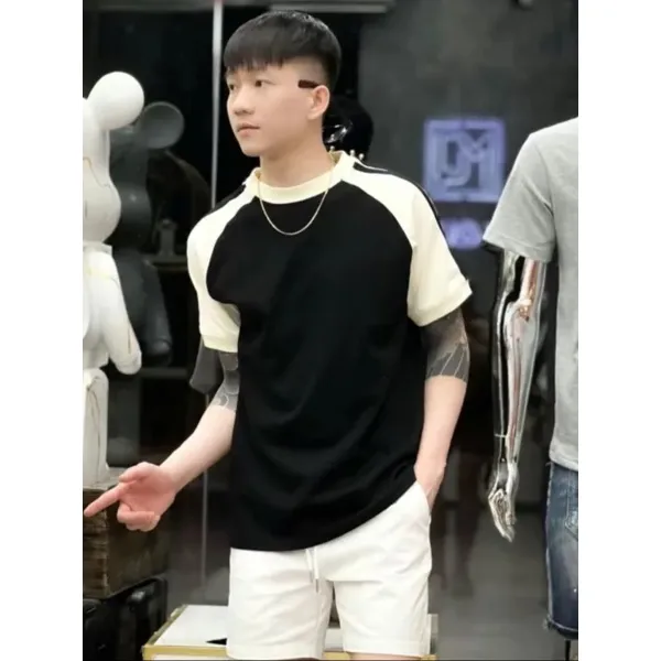 Áo thun nam cổ tròn ngắn tay phối loang in họa tiết phối loang chất vải thun cotton thoáng khí chuẩn shop TANBEO_SHOP