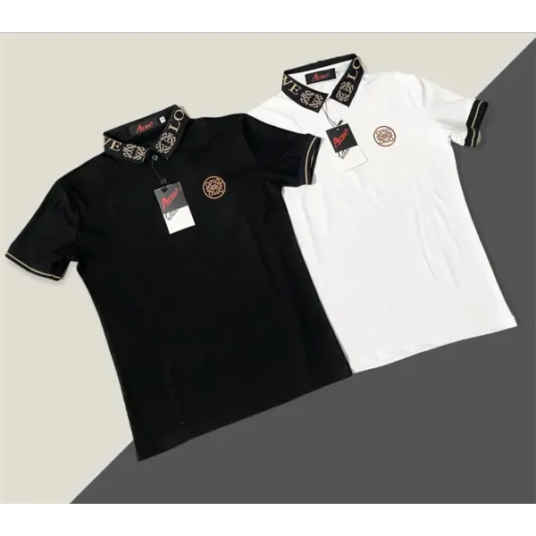 Áo thun nam nữ cổ trụ in logo nổi phối họa tiết đẹp chất thời trang vải coton co dãn 4 chiều hàng cao cấpp chuẩn shop K_N LUXURY