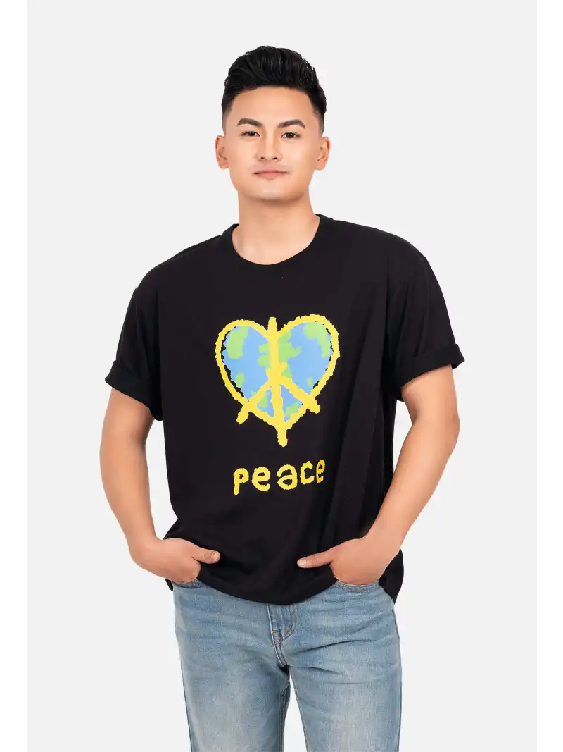 Áo Thun Nam In Peace Clean Vietnam Từ Vỏ Chai Nhựa Tái Chế