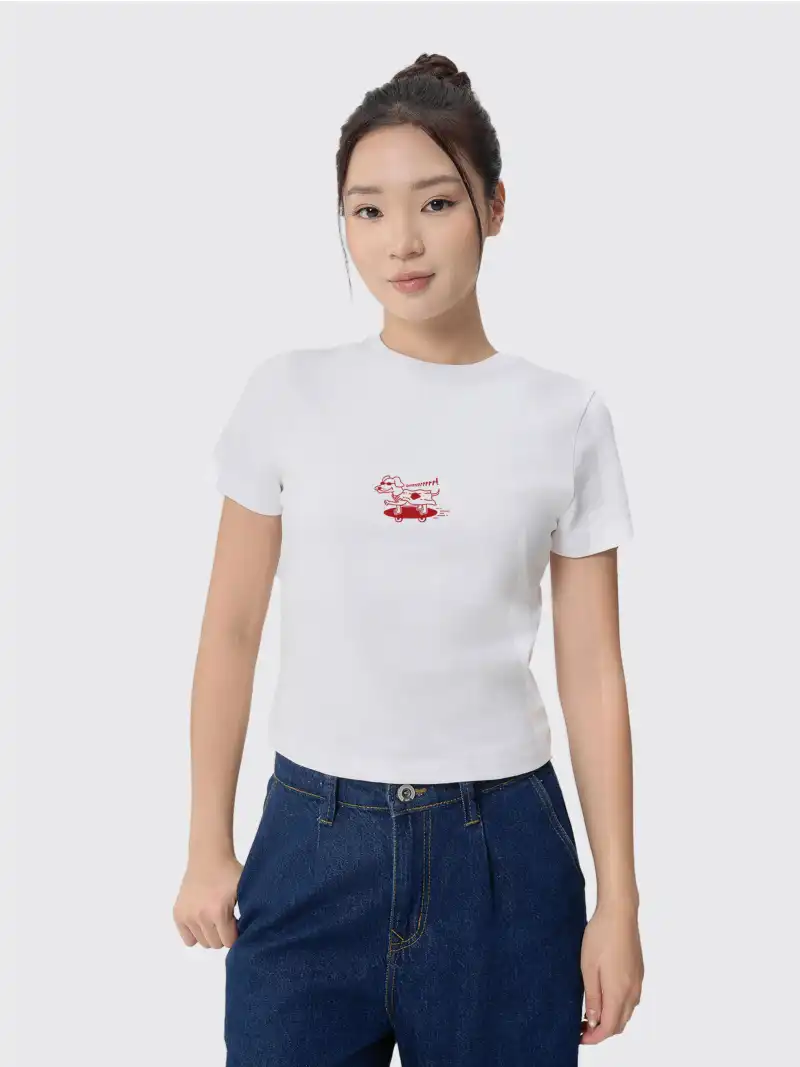 Áo Thun Nữ Baby Tee 100% Cotton SuperDog Cá Tính Hiện Đại