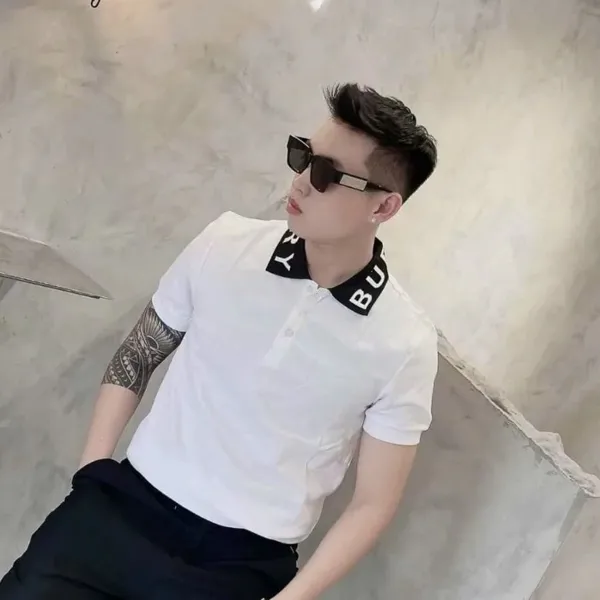 Áo thun POLO nam có cổ ngắn tay in chữ phối sọc chất thun cotton co dãn thoáng khí giá rẻ DV-FASHION