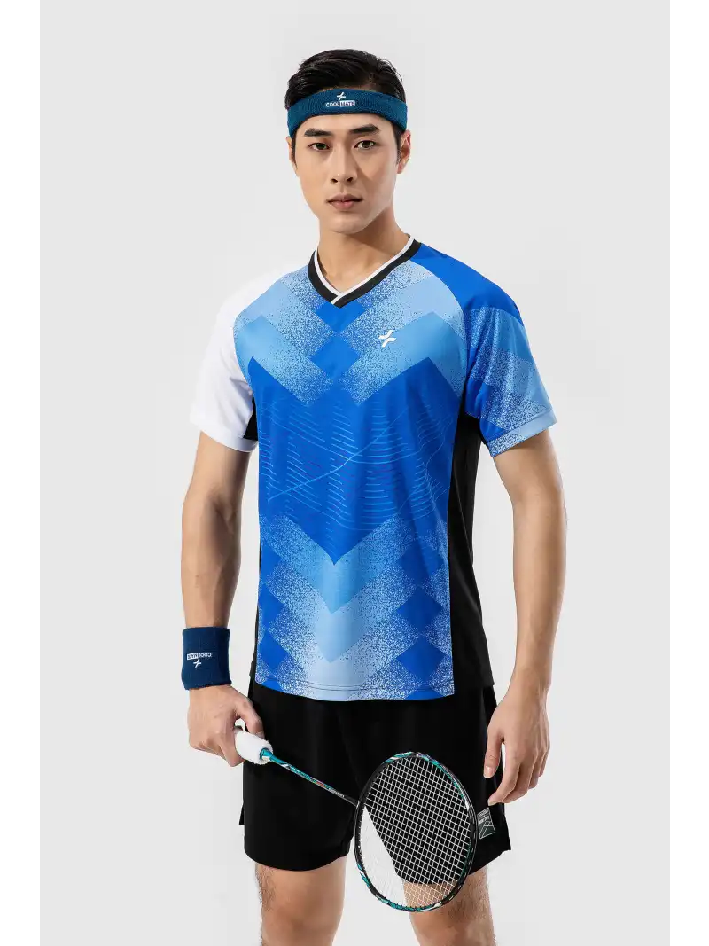 Áo Thun Racquet Sport Họa Tiết Màu Xanh Thoáng Khí