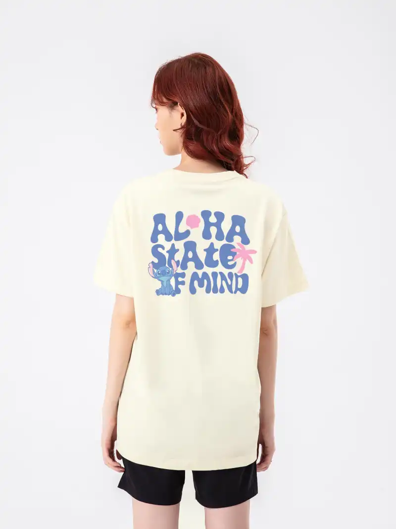 Áo Thun Disney Stitch Aloha Oversize 100% Cotton Unisex