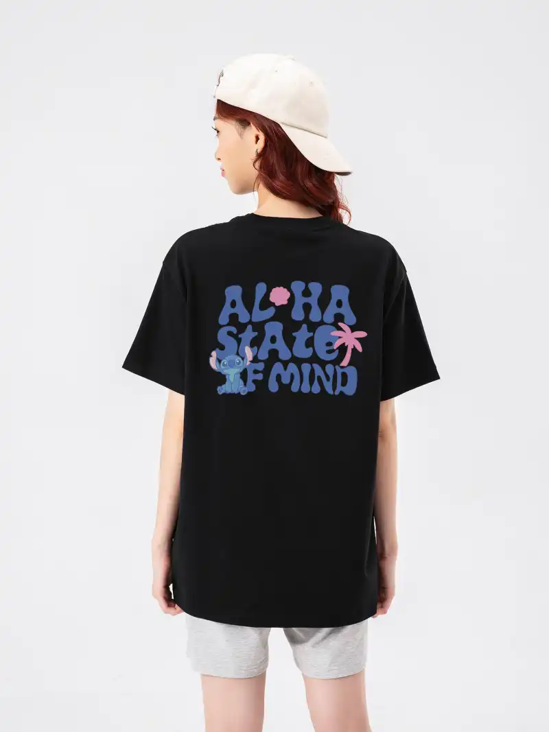 Áo Thun Disney Stitch Aloha Oversize 100% Cotton Unisex
