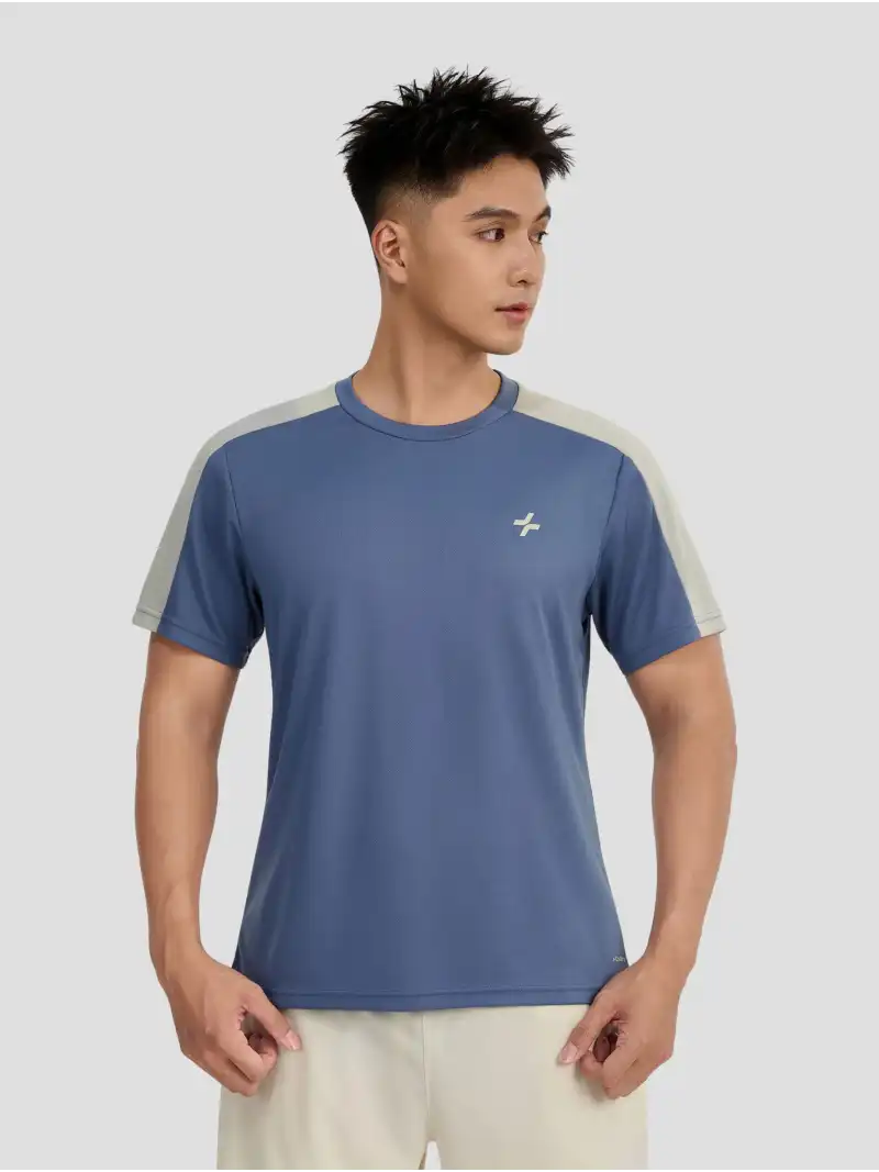 Áo Thun Thể Thao Nam ExDry Tay Phối Màu Double Knit Khô Nhanh