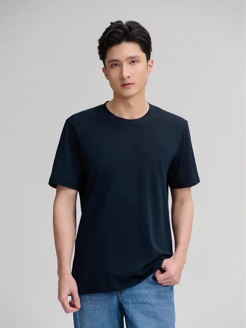 Áo Tshirt Nam Regular Fit 100% Cotton 180gsm Thấm Hút, Co Giãn