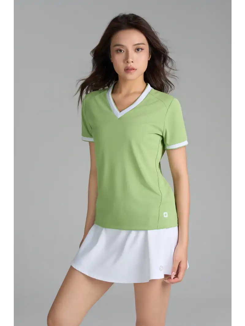 Áo Thun Pickleball Nữ Cổ V Zero Mark Regular Fit Polyester