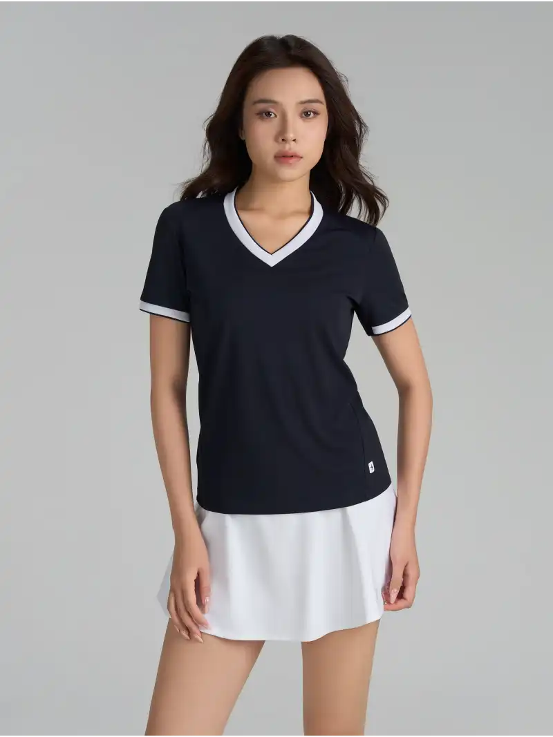 Áo Thun Pickleball Nữ Cổ V Zero Mark Regular Fit Polyester