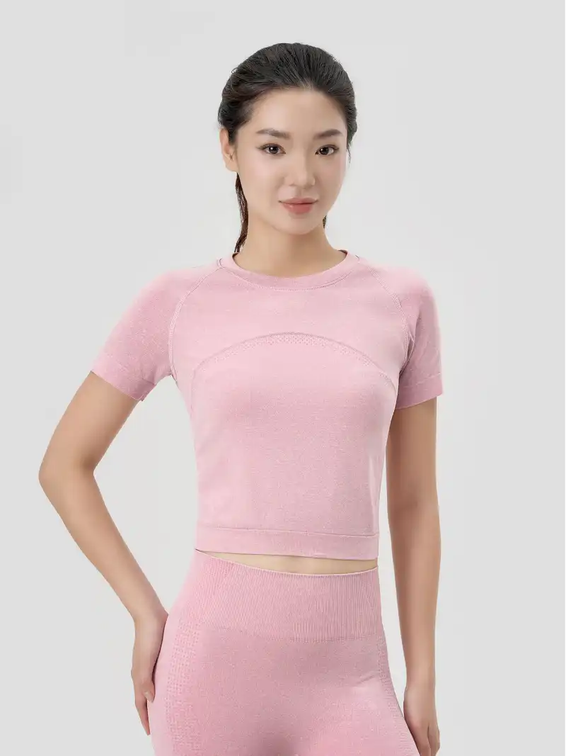 Croptop Thể Thao Vital Seamless Thấm Hút Màu Hồng
