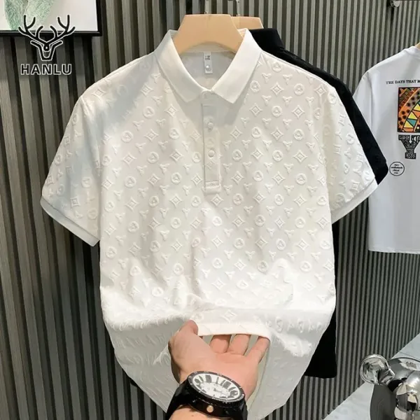 Áo Polo Nam Tay Ngắn Phong Cách Hàn Quốc, In Đơn Giản, Lịch Lãm