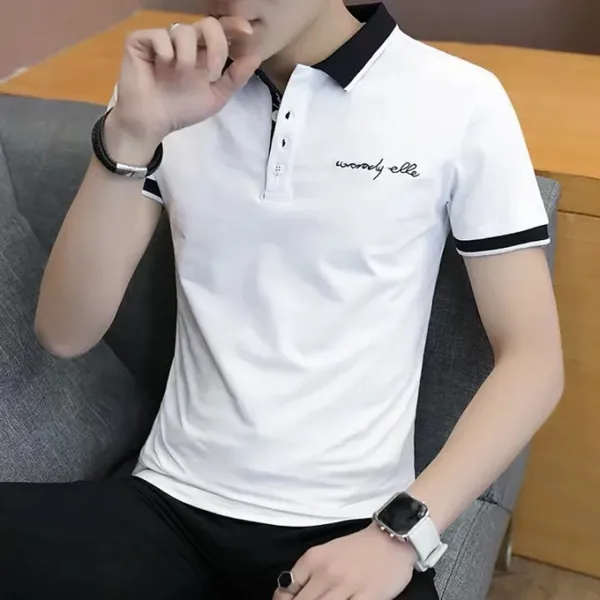 [HCM]ÁO THUN NAM CỔ BẺ TAY NGẮN 5 MÀU ĐƠN GIÃN SANG TRỌNG DỄ MẶC VỚI NHIỀU TRANG PHỤC 01