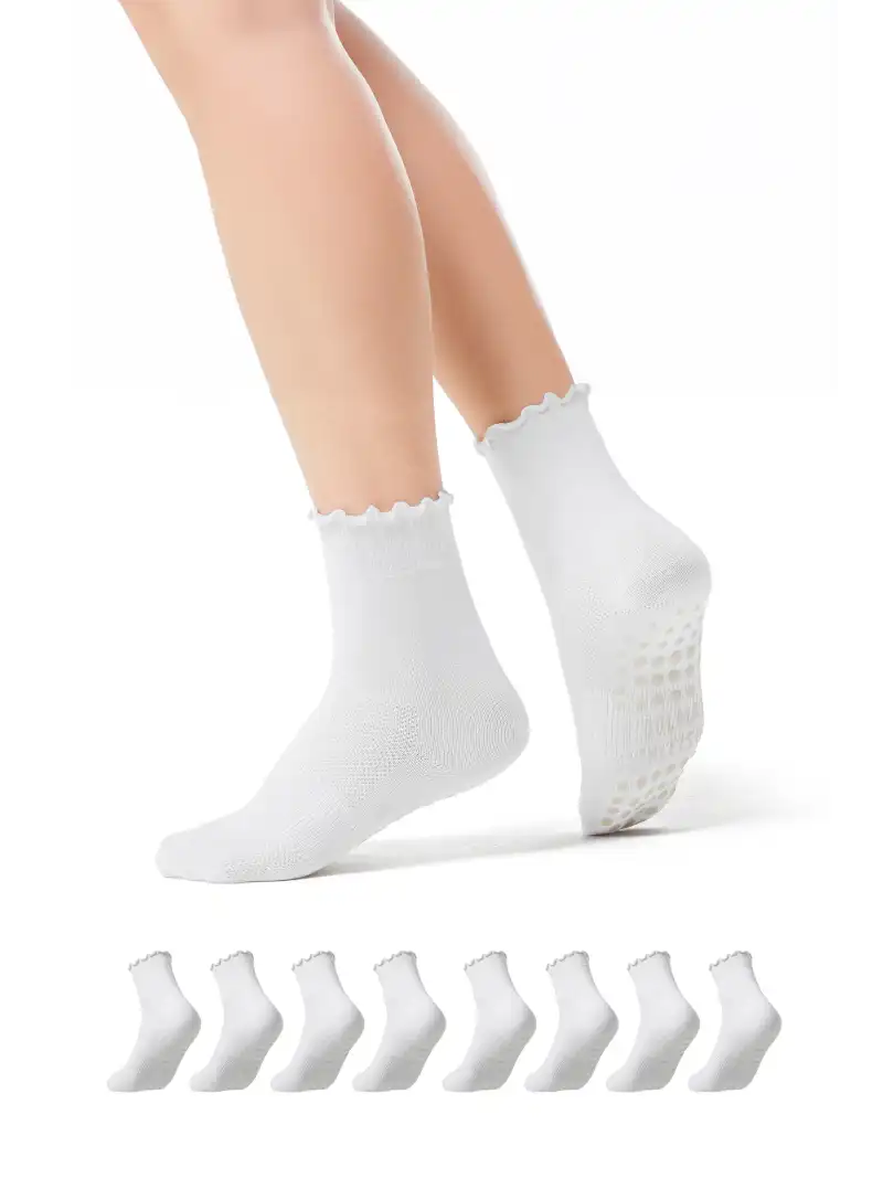 Tất Yoga và Pilates Chống Trượt Ruffle Socks Bộ 4 Đôi