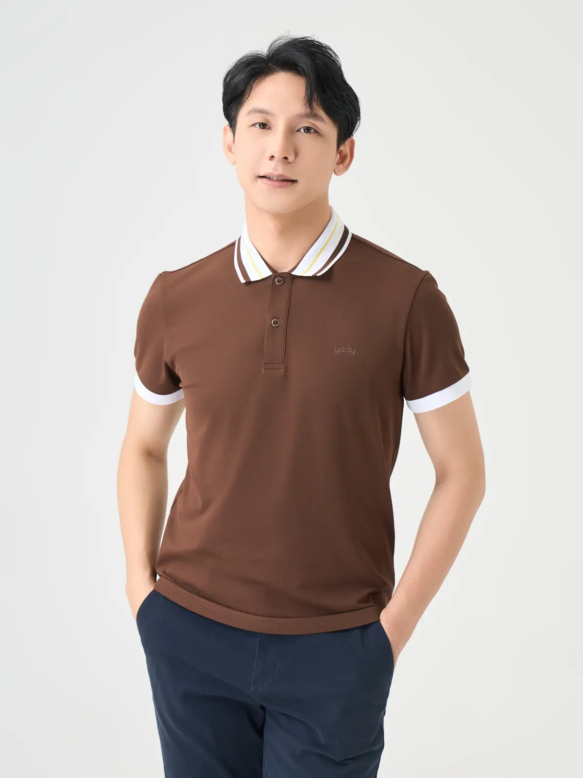 Polo nam s.cafe dệt tổ ong phối bo nổi bật