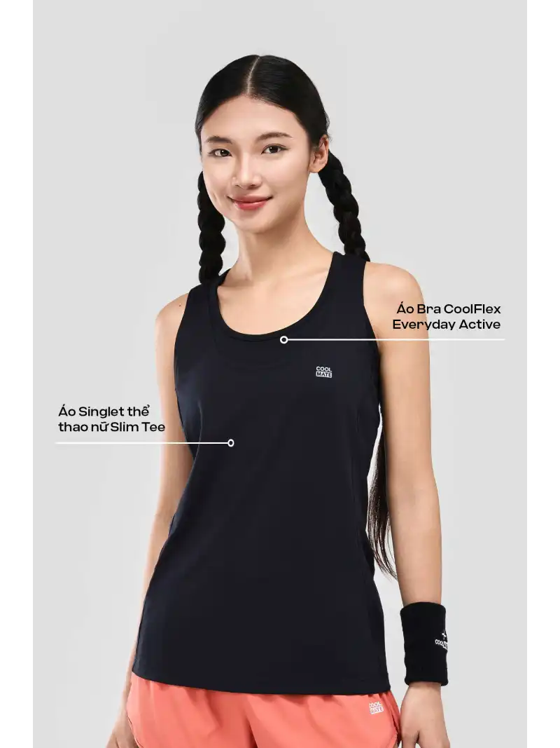 Set Áo Singlet Thể Thao Nữ Slim Tee và Bra CoolFlex