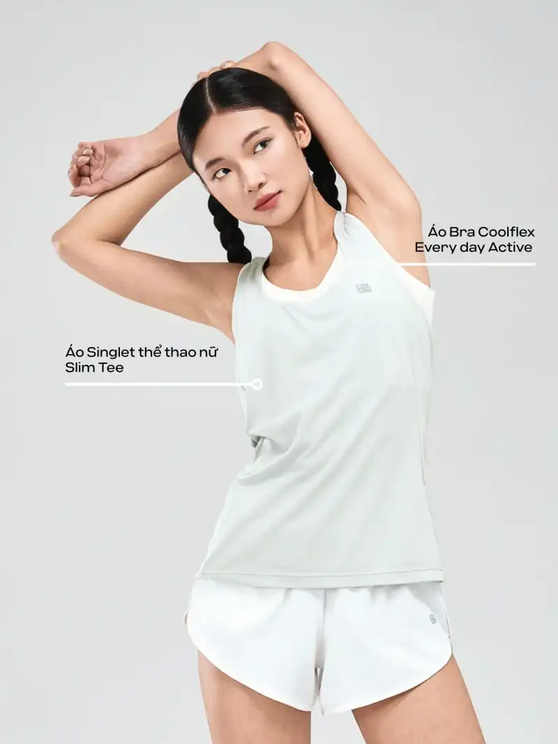 Set Áo Singlet Thể Thao Nữ Slim Tee và Bra CoolFlex
