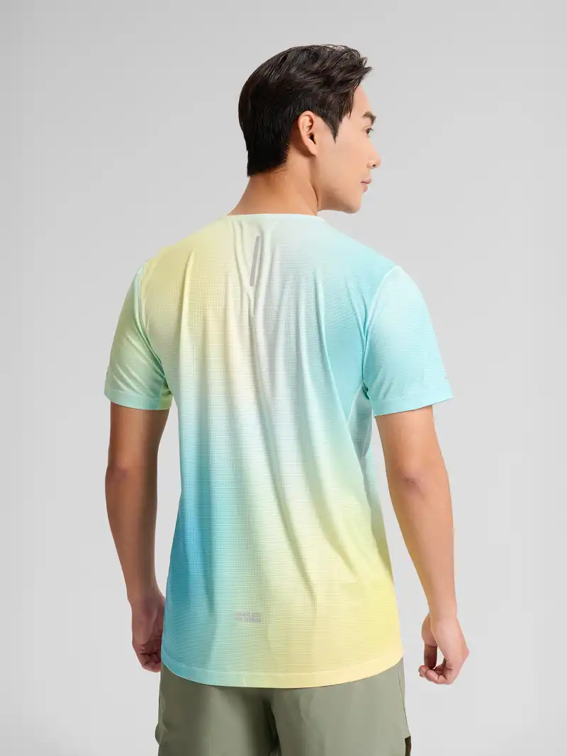 Áo Thun Chạy Bộ Họa Tiết Xanh Gradient Quick-Dry Thoáng Mát