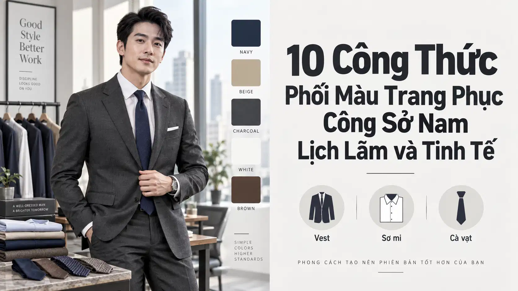 10 Công Thức Phối Màu Trang Phục Công Sở Nam Lịch Lãm và Tinh Tế