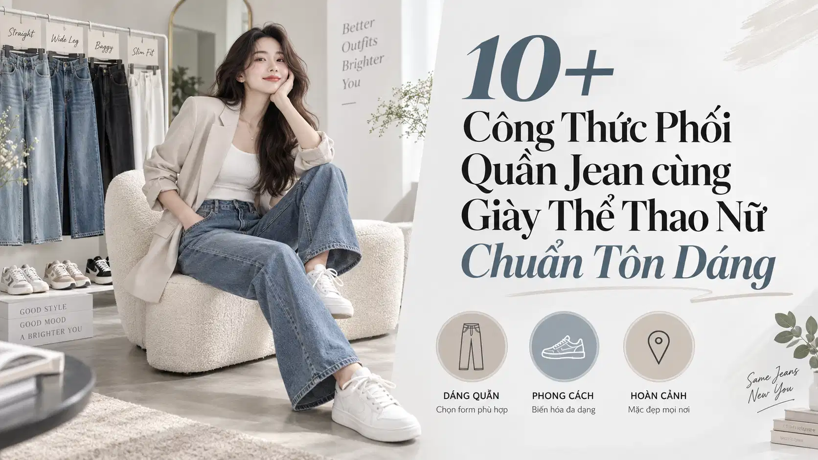 10+ Công Thức Phối Quần Jean cùng Giày Thể Thao Nữ Chuẩn Tôn Dáng