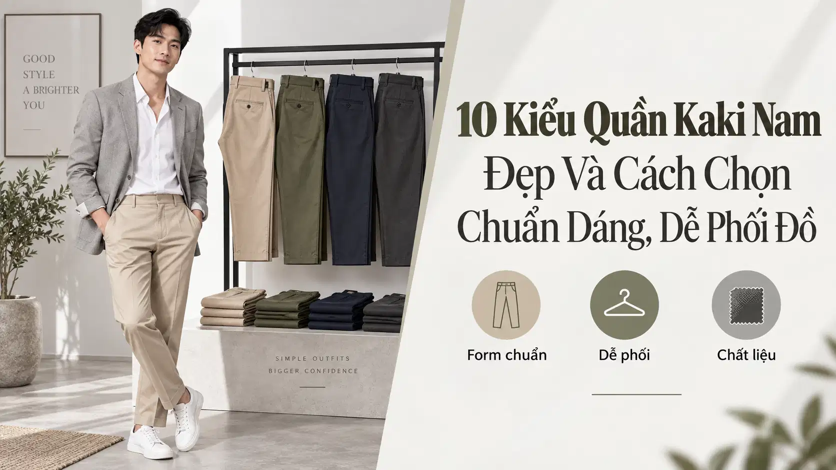 10 Kiểu Quần Kaki Nam Đẹp Và Cách Chọn Chuẩn Dáng, Dễ Phối Đồ