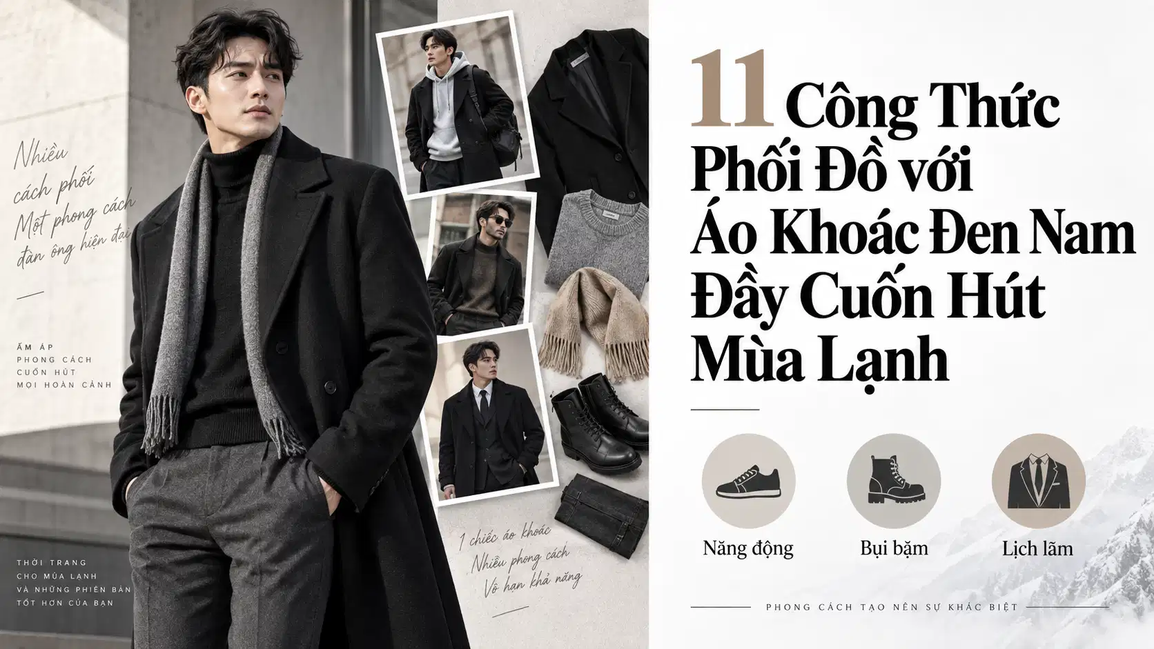 11 Công Thức Phối Đồ với Áo Khoác Đen Nam Đầy Cuốn Hút Mùa Lạnh