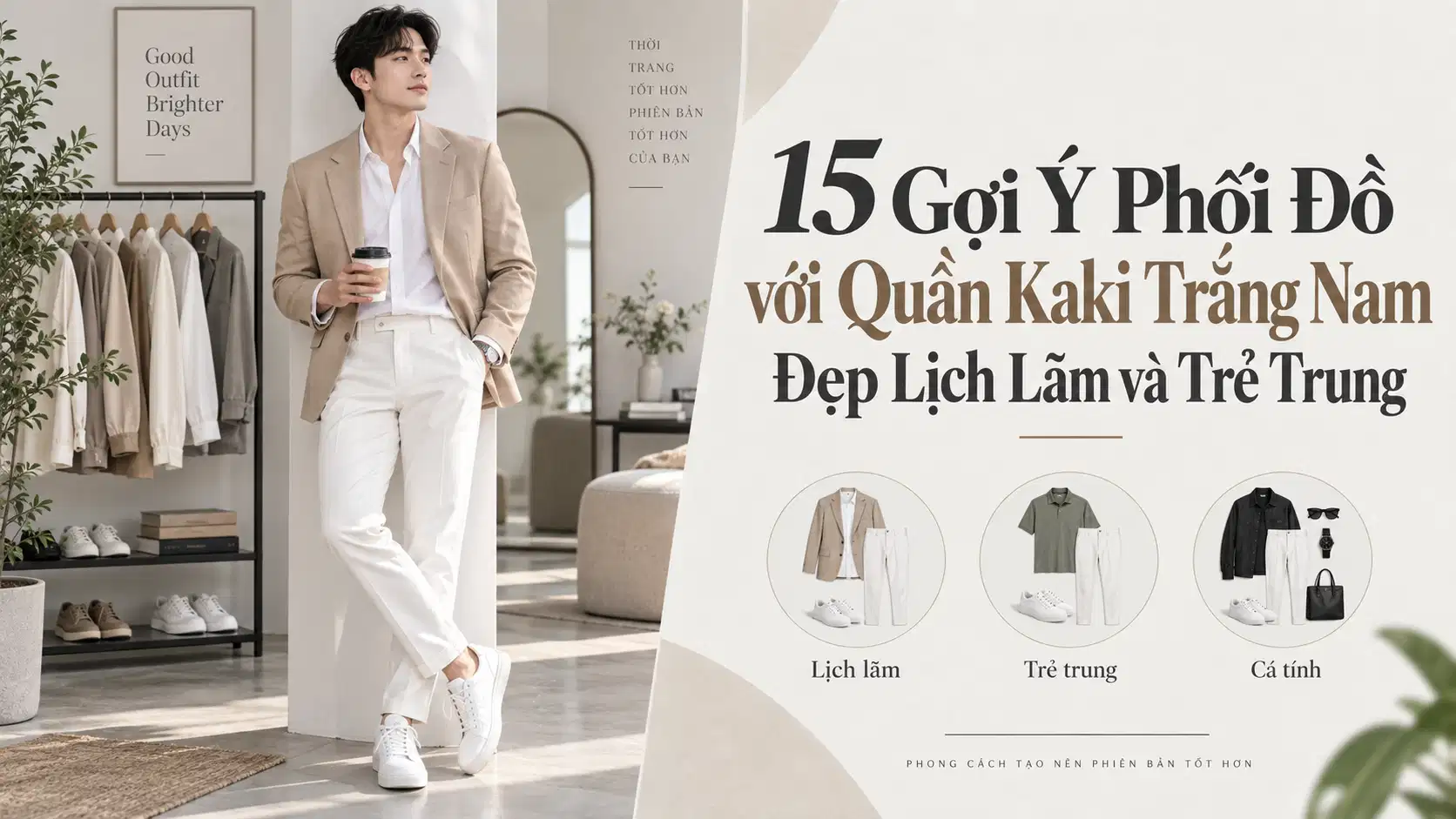 15 Gợi Ý Phối Đồ với Quần Kaki Trắng Nam Đẹp Lịch Lãm và Trẻ Trung