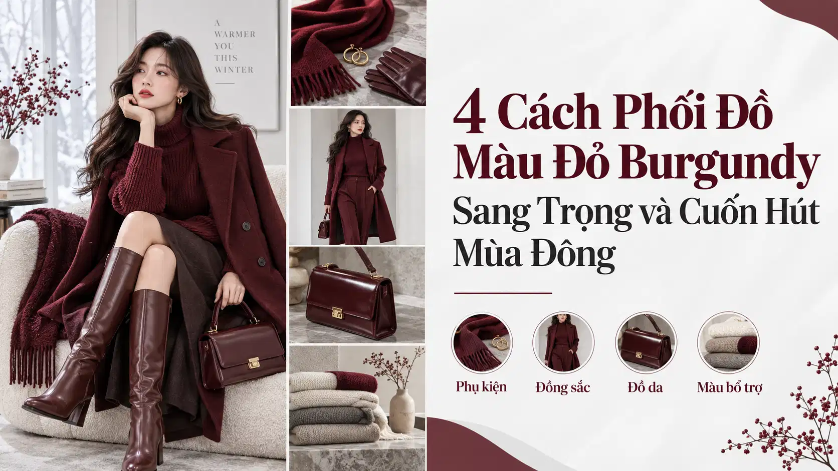 4 Cách Phối Đồ Màu Đỏ Burgundy Sang Trọng và Cuốn Hút Mùa Đông