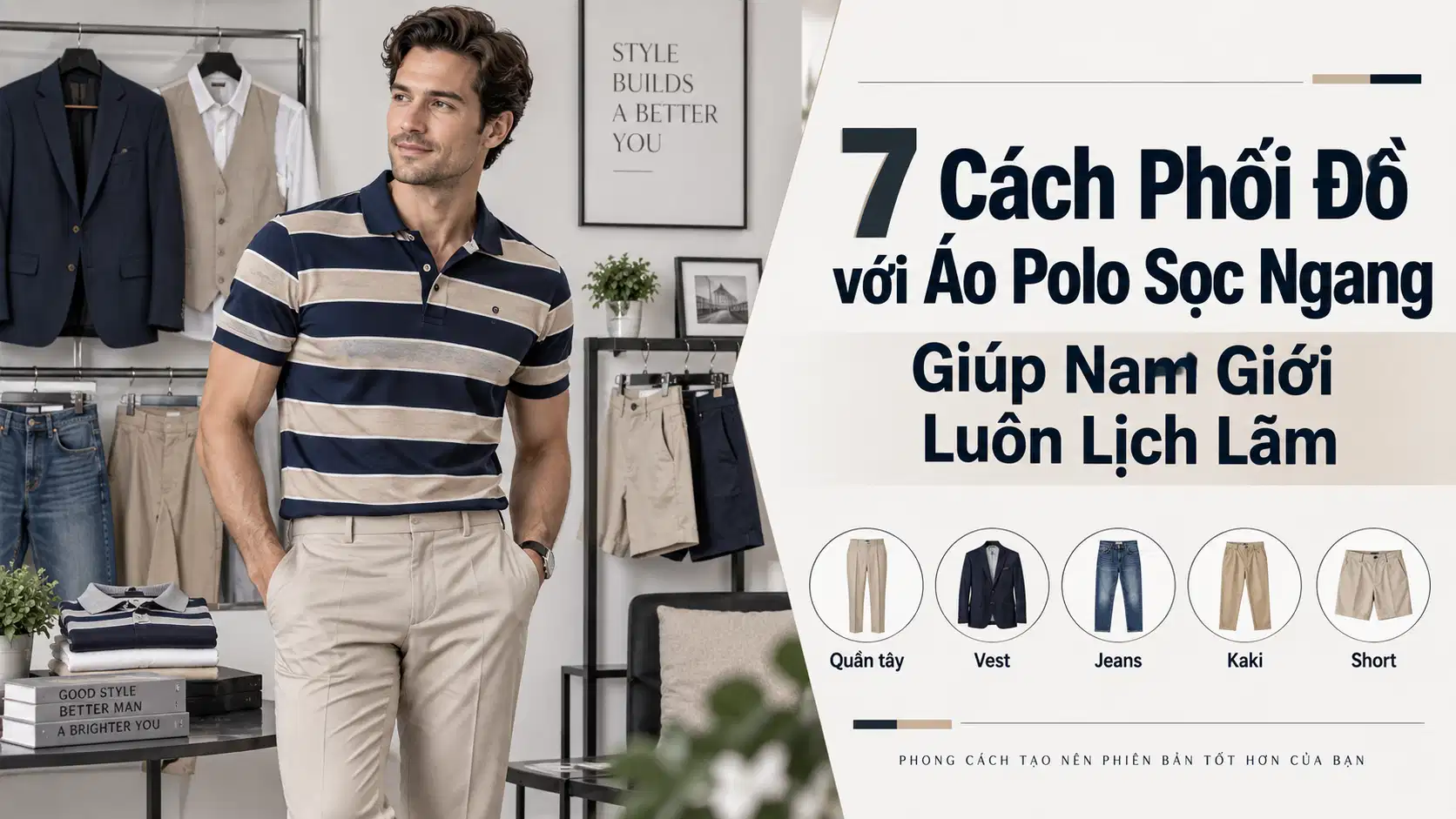 7 Cách Phối Đồ với Áo Polo Sọc Ngang Giúp Nam Giới Luôn Lịch Lãm