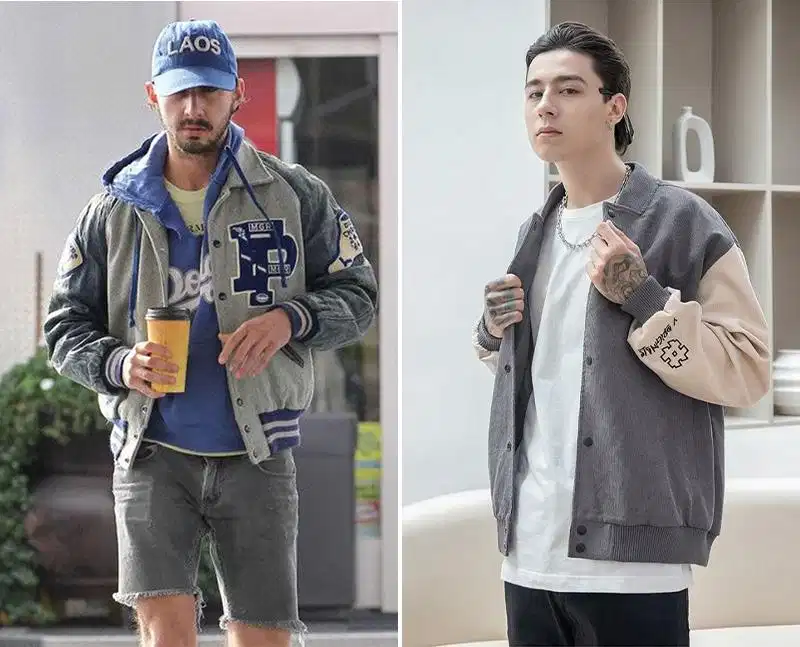 Varsity jacket màu ghi cá tính Áo khoác bóng chày tông ghi năng động