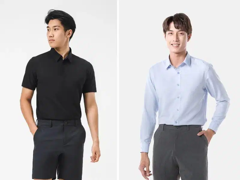 Áo polo dệt từ sợi cà phê Áo polo phom dáng lịch sự làm từ chất liệu sợi pha cà phê khô thoáng