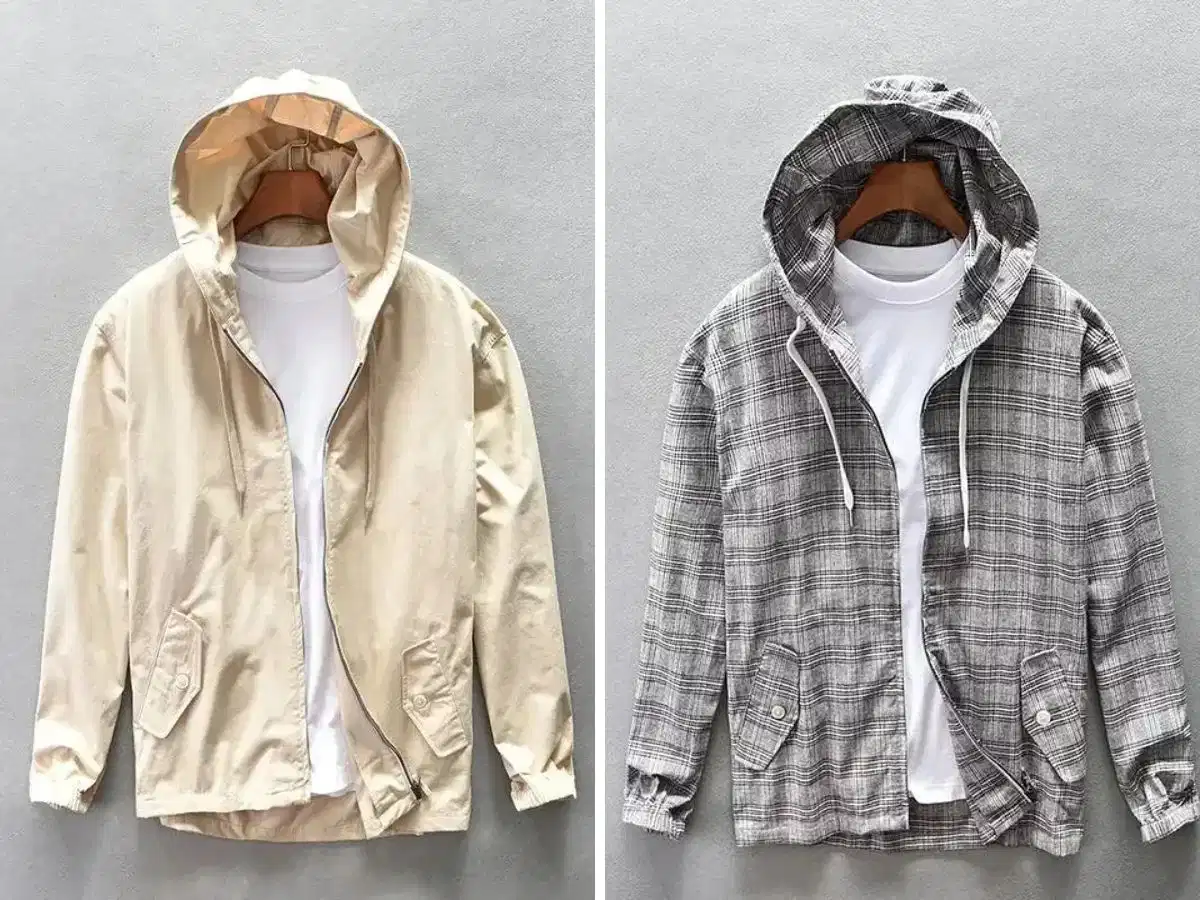 Chi tiết mũ trùm đầu và cổ áo cao trên áo chống nắng nam