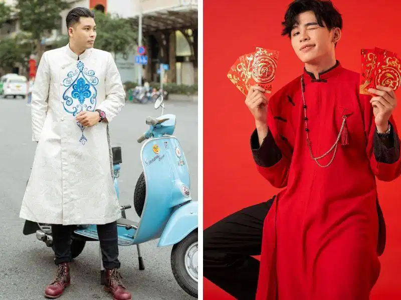 ao-dai-cach-tan-nam-mac-voi-quan-gi-3826 Áo dài cách tân nam mặc với quần da
