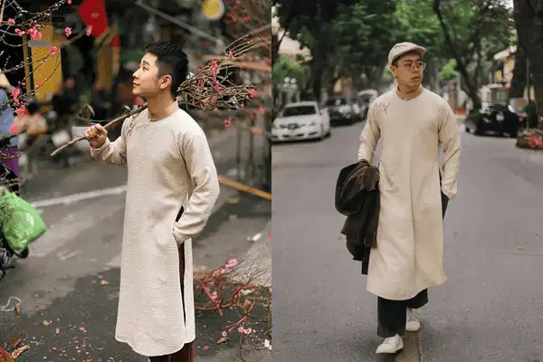 Áo dài nam THE PENCIL Áo dài nam chất liệu vải tweed của THE PENCIL